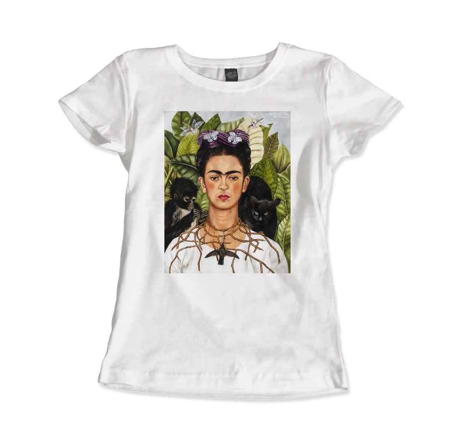 Frida Kahlo Self-Portrait With Thorn Necklace and Hummingbird Art T-Shirt