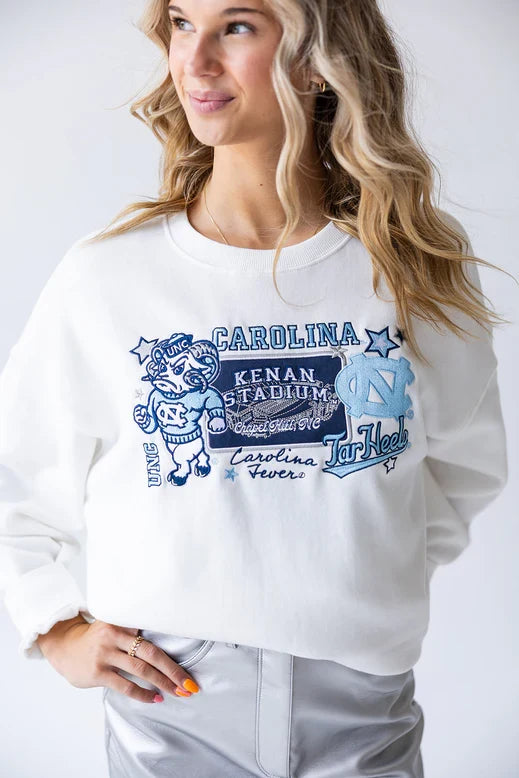 North Carolina Tar Heels - NCAA Layer Patch Lantern Sleeve Crew Women's Long Sleeve
