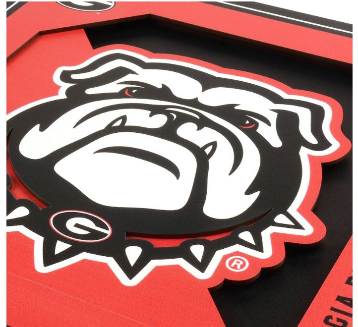Georgia Bulldogs - 3D Logo LSAW 12'' X 12'' Home Decor