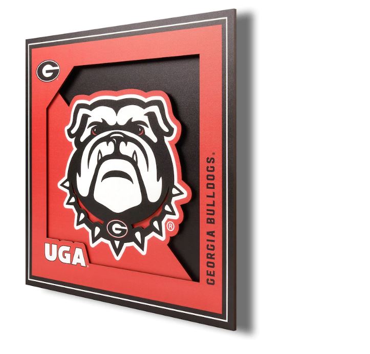 Georgia Bulldogs - 3D Logo LSAW 12'' X 12'' Home Decor