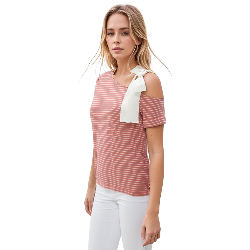 Pleione Women's Tied Halter Off Shoulder Top In Mauve