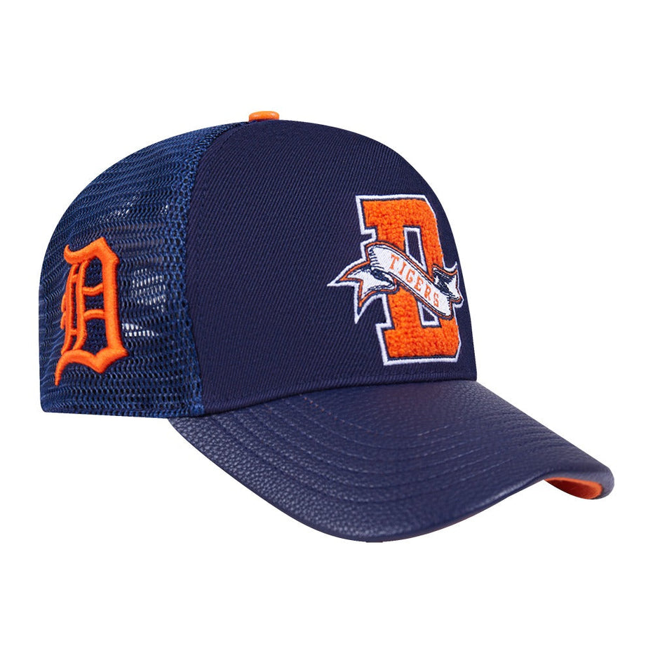 Detroit Tigers - MLB Team Pennants M Pinch Front Trucker Leather Hat
