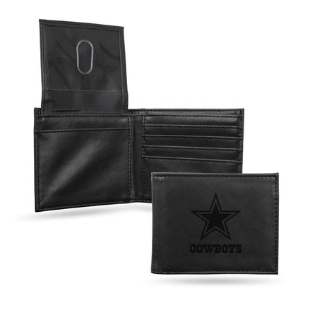Dallas Cowboys - Laser Engraved Black Billfold Wallet