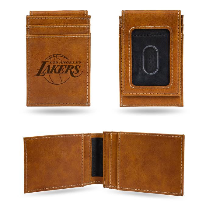 Los Angeles Lakers - Laser Engraved Brown Front Pocket Wallet