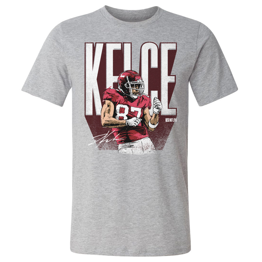 Kansas City Chief - Travis Kelce Dance Bold WHT Heather Gray Adult T-Shirt