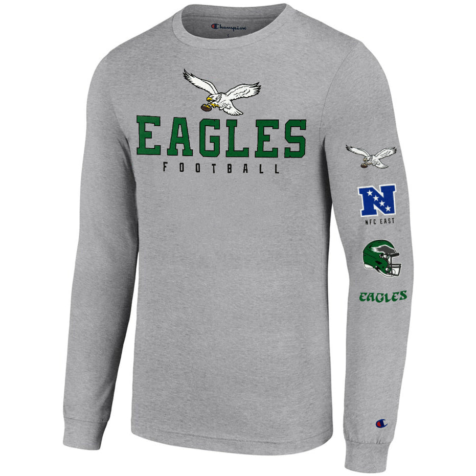 Philadelphia Eagles - NFL Mascot Logo Over Straight, Helmet & Eagles Wordmark Long Sleeve