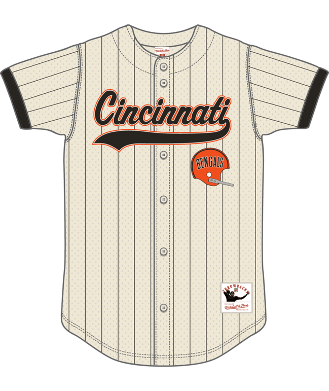 Cincinnati Bengals - NFL Cream Vintage Logo Full-Button Mesh Top Jersey