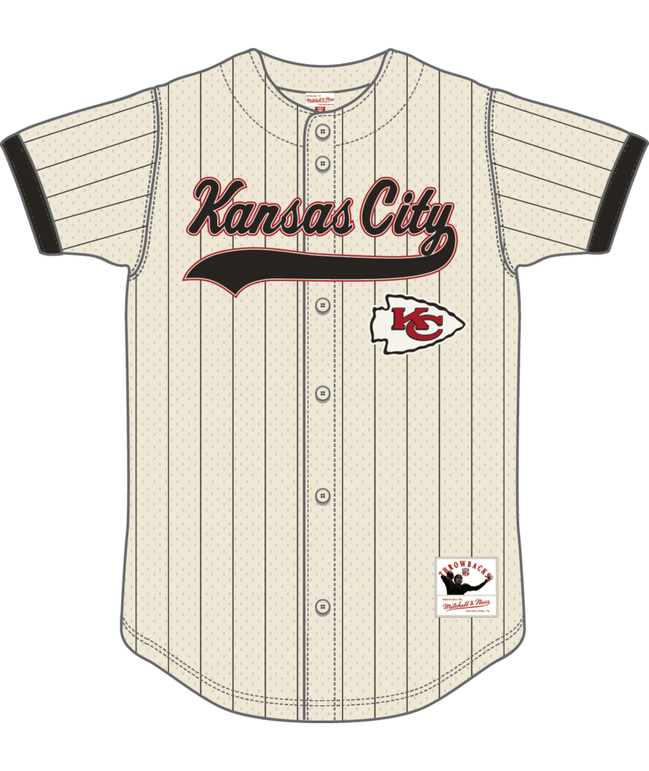 Kansas City Chiefs - Cream Vintage Logo Final Seconds Full-Button Mesh Top Jersey
