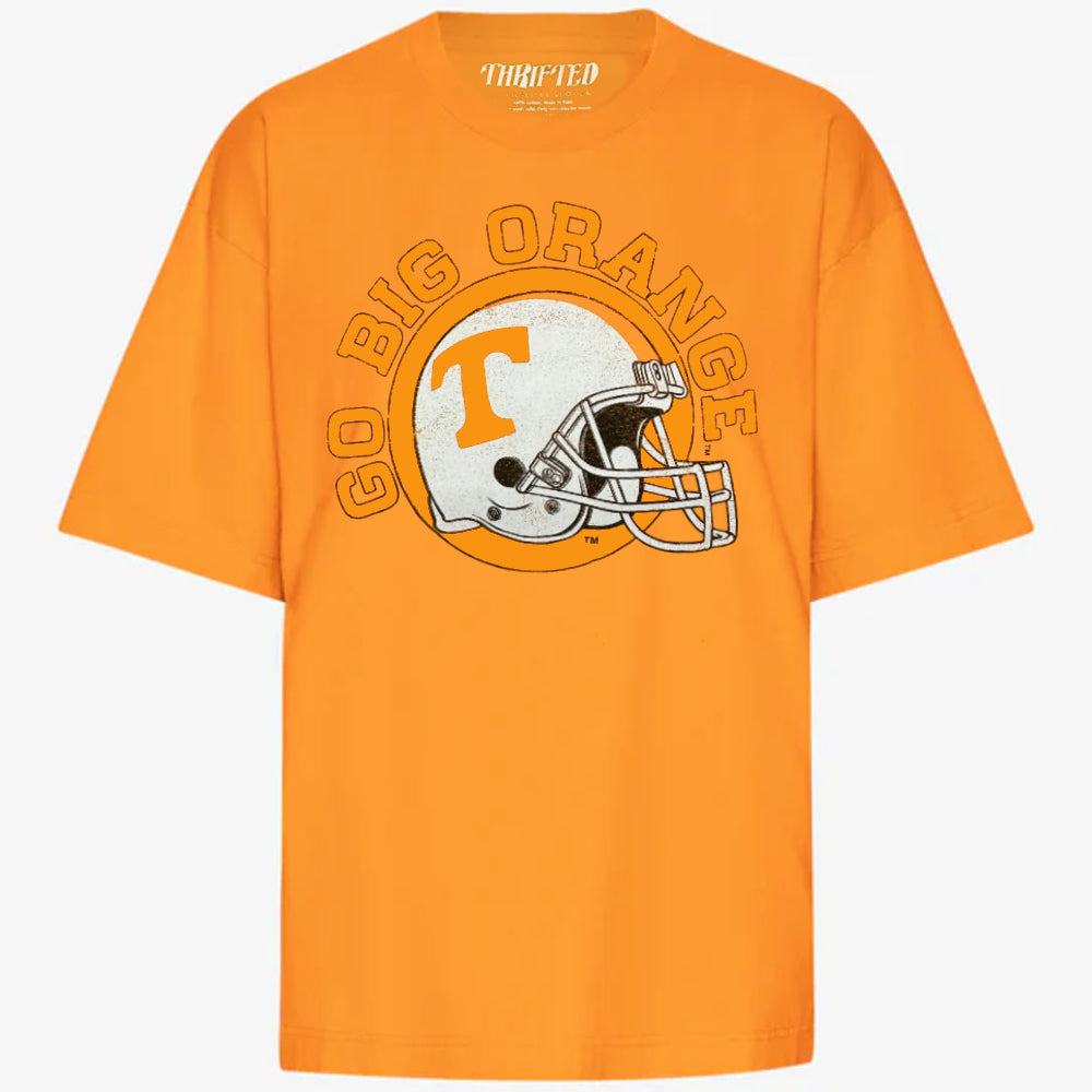Tennessee Volunteers - Helmet Circle Orange Thrifted Distressed Tee T-Shirt