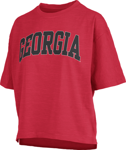 Georgia Bulldogs "Banner Elk Jersey" - Short-Sleeve Crew-Neck Waist-Length Oversized Slub Top T-Shirt