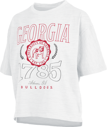 Georgia Bulldogs  "Clayton" - Short-Sleeve Crew-Neck Waist-Length Oversized Slub Top
