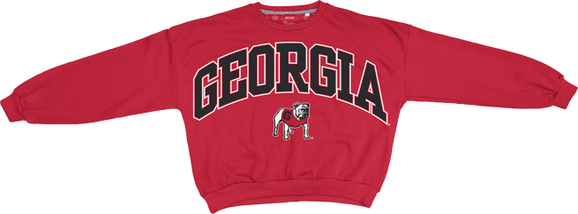 Georgia Bulldogs "Deep Basic Arch Logo Sweeper" - Long-Sleeve Crew-Neck Blousant Oversized Fleece