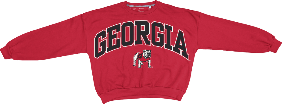 Georgia Bulldogs "Deep Basic Arch Logo Sweeper" - Long-Sleeve Crew-Neck Blousant Oversized Fleece