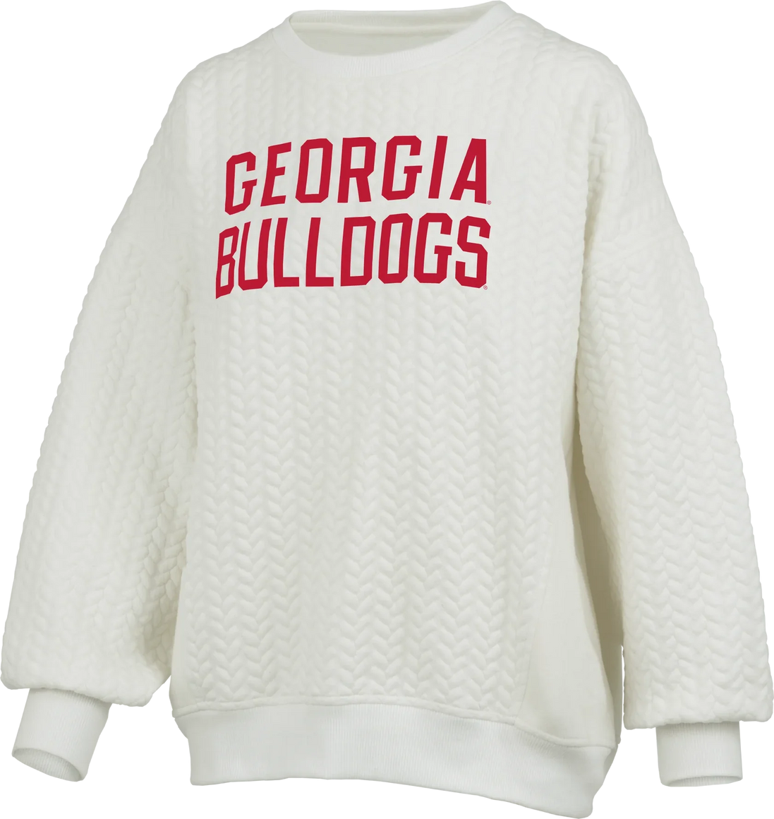 Georgia Bulldogs "Roxbury" - Crew-Neck Oversized Pieced Ivory Fleece Long Sleeve