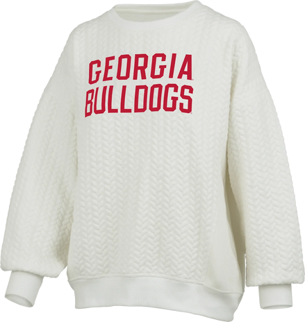 Georgia Bulldogs "Roxbury" - Crew-Neck Oversized Pieced Ivory Fleece Long Sleeve