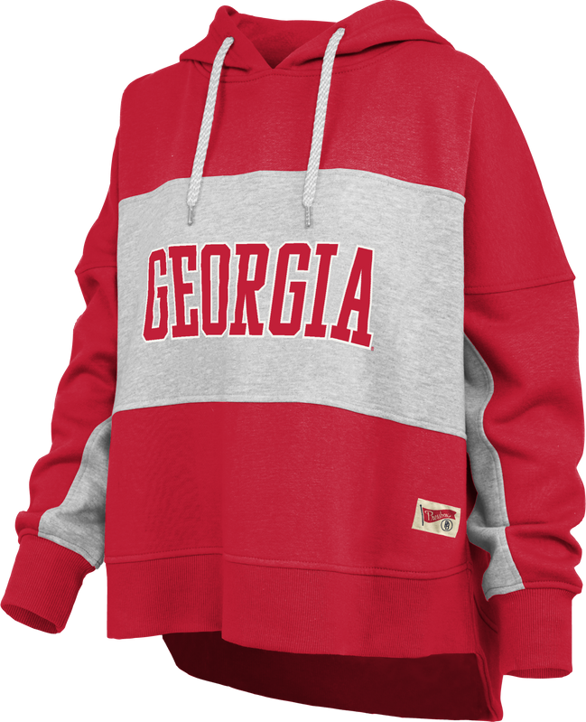 Georgia Bulldogs - Campus Outline Lena Oversized Hooded Pieced Two Tone Fleece Hoodie