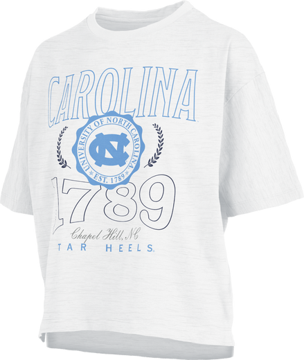 North Carolina Tar Heels "Clayton" - ShortSleeve Crew-Neck Waist-Length Oversized Slub Top