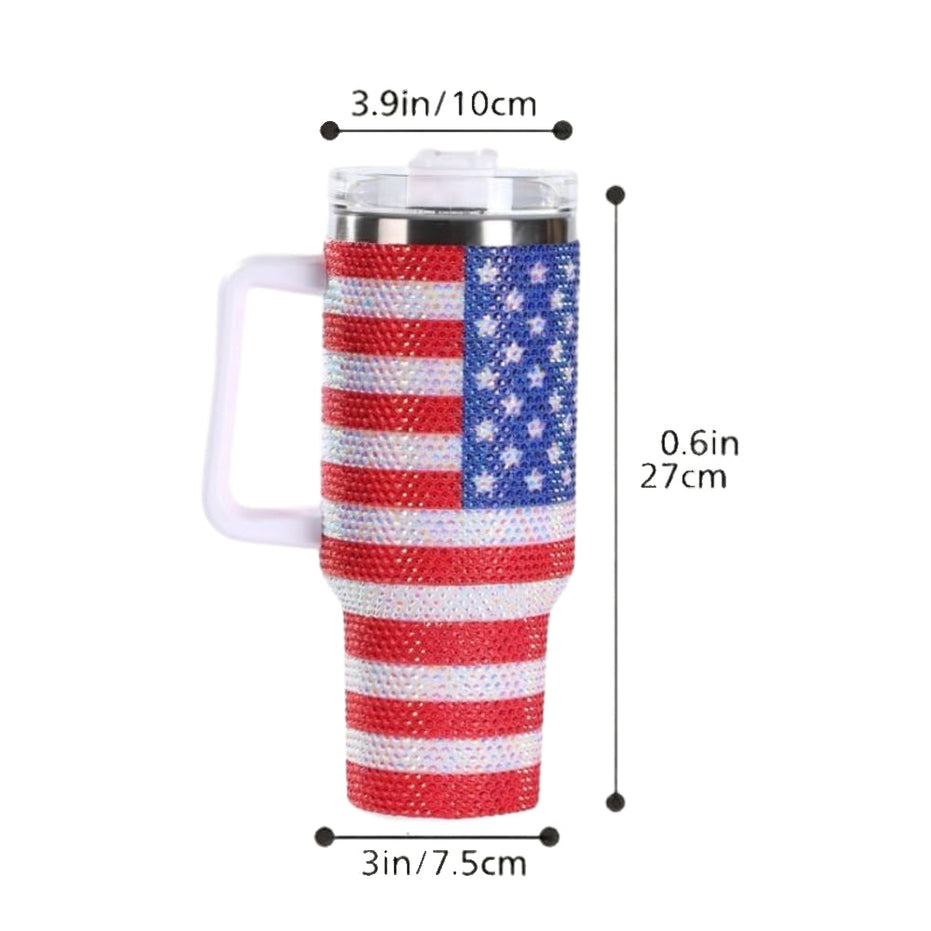 USA Flag 40oz Bling Colossal Tumbler