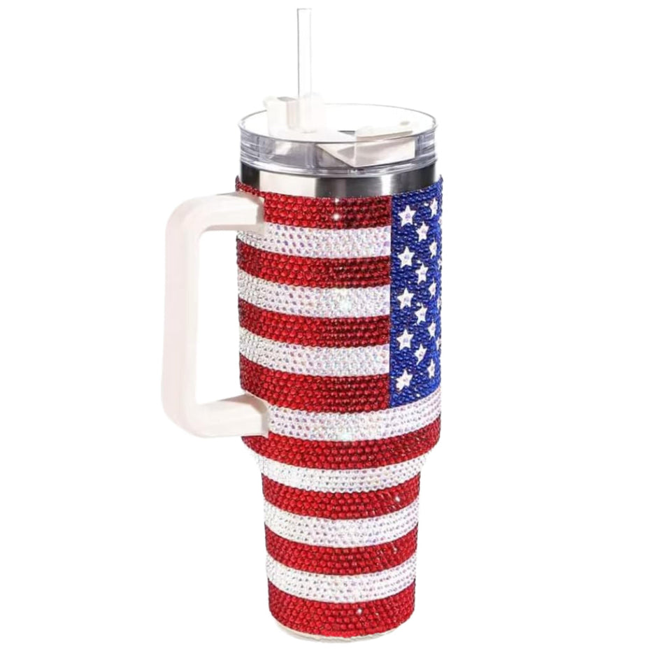 USA Flag 40oz Bling Colossal Tumbler