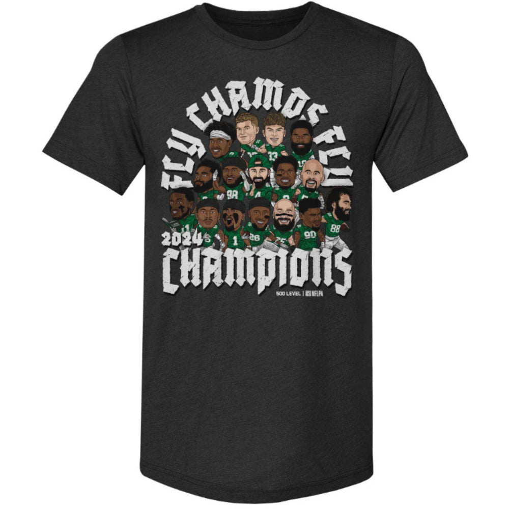 Philadelphia Eagle NFL - Champs 2024 Cartoon Heather Charcoal Adult T-Shirt