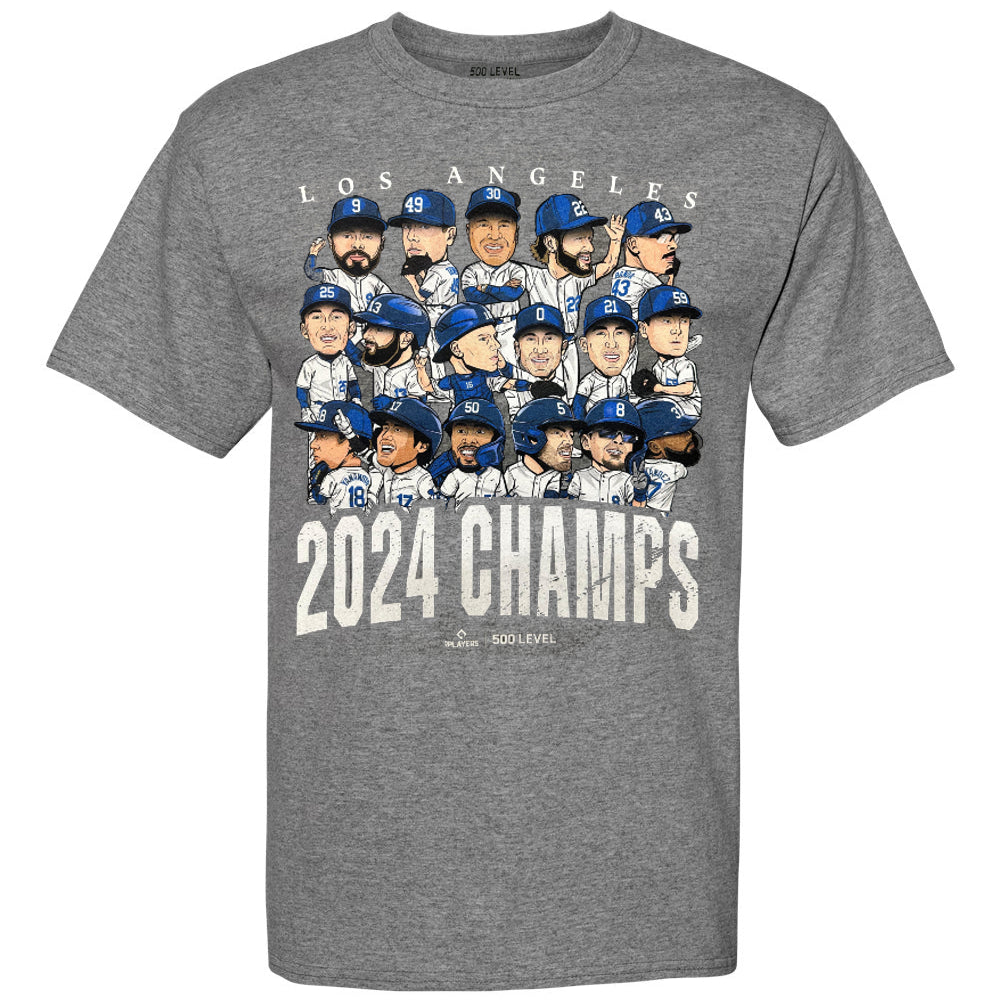 Los Angeles Dodgers - 2024 World Champions Heather Gray Adult T-Shirt