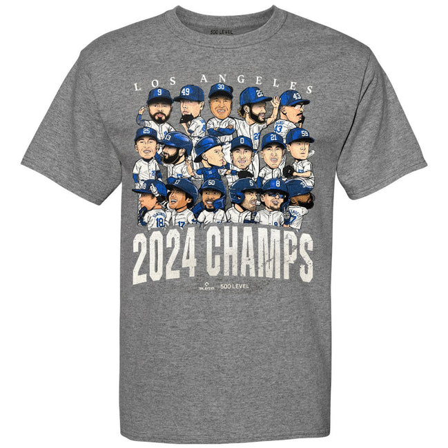 Los Angeles Dodgers - 2024 World Champions Heather Gray Adult T-Shirt