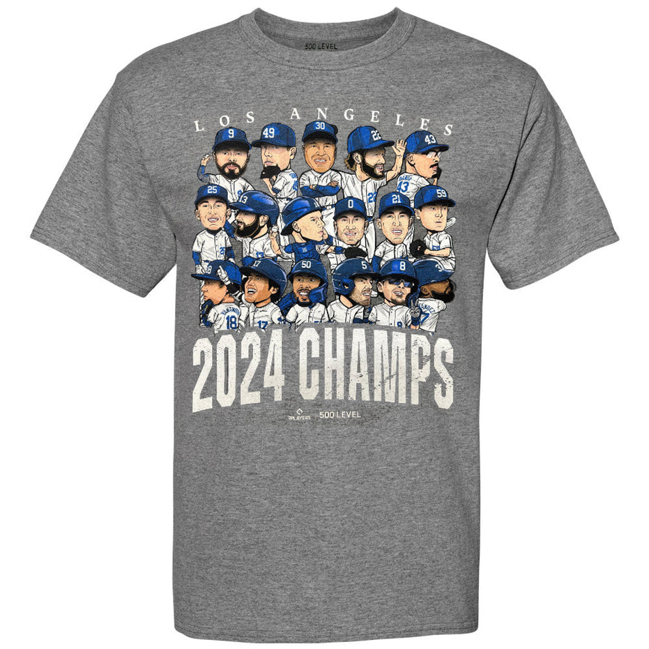 Los Angeles Dodgers - 2024 World Champions Heather Gray Adult T-Shirt