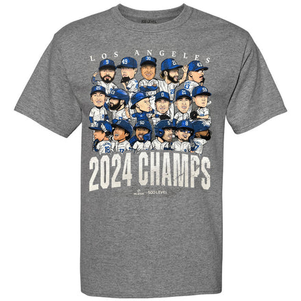 Los Angeles Dodgers - 2024 World Champions Heather Gray Adult T-Shirt