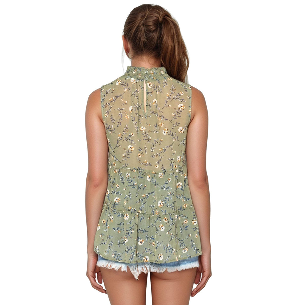 Pleione Women's Mock Neck Tiered Babydoll