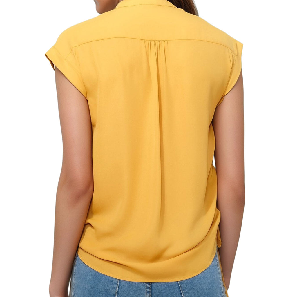 N/A Pleione Women's Button Down Side Tie Blouse