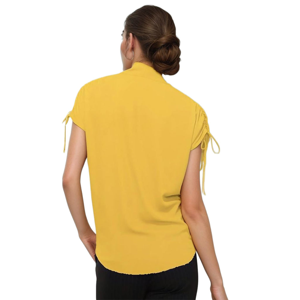 Pleione Women's Wrap Front Tie Sleeve Blouse