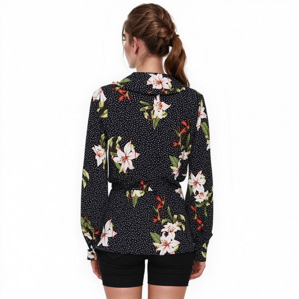 N/A Pleione Wrap Front Peplum Blouse Top