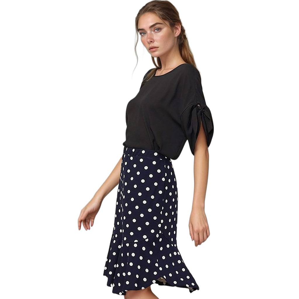 Pleione Round Neck Self-tie Short Sleeve Top