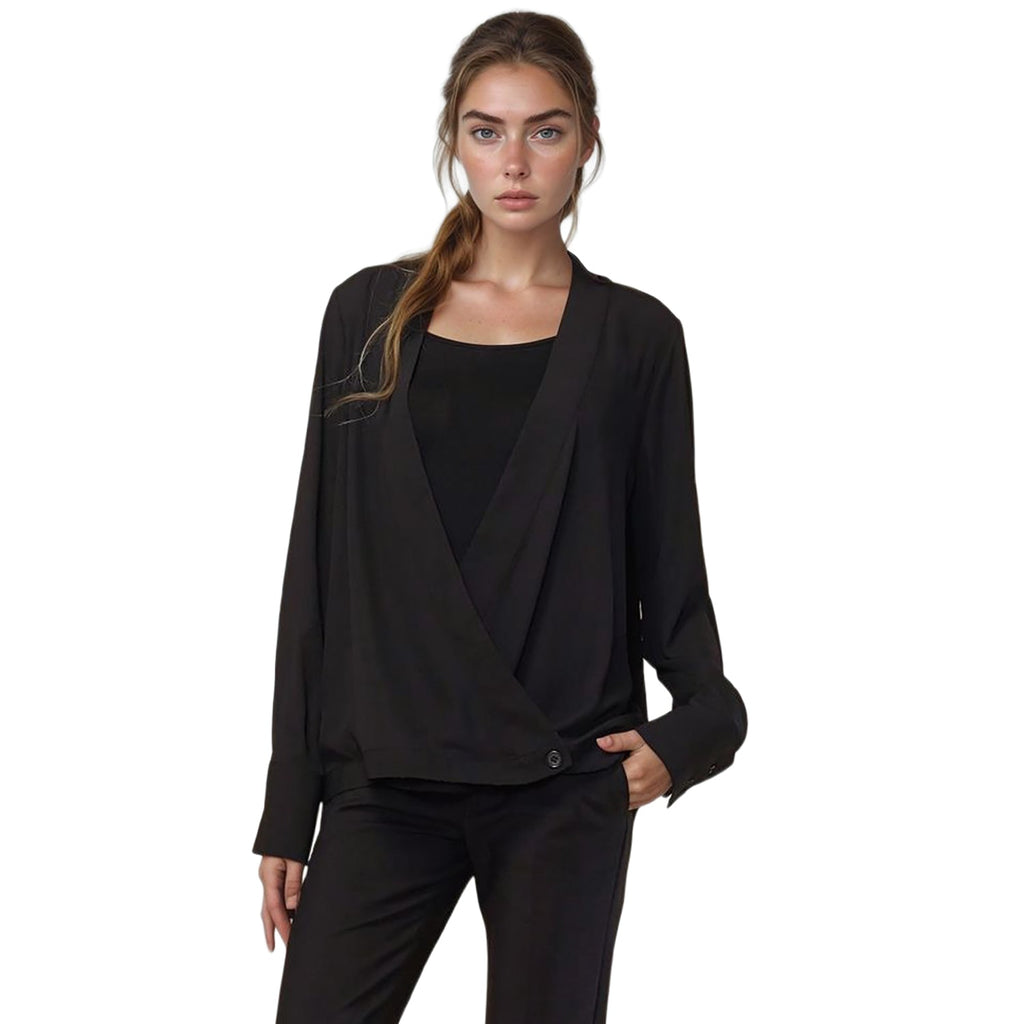 Pleione Wrap Front V-Neck Blouse