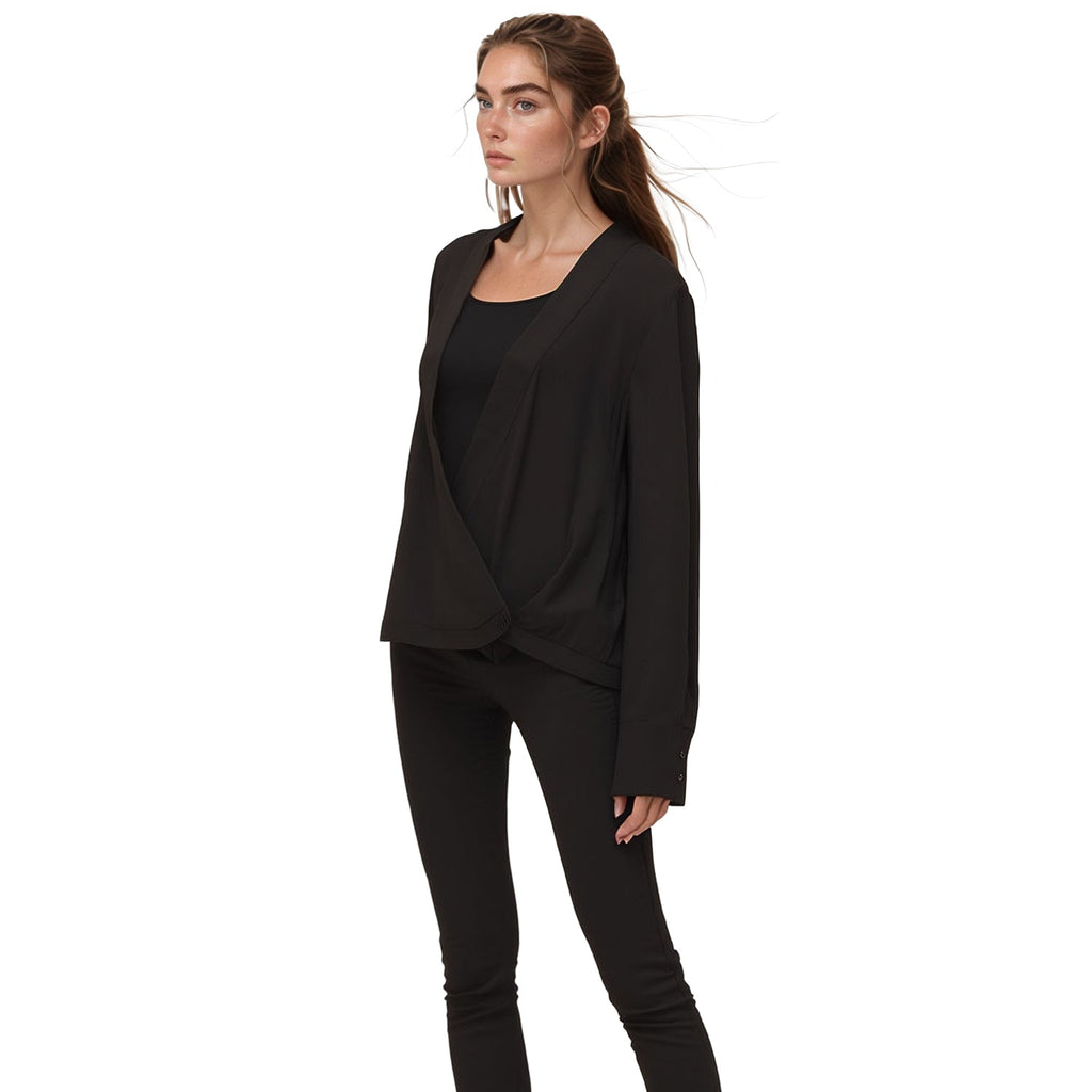 Pleione Wrap Front V-Neck Blouse