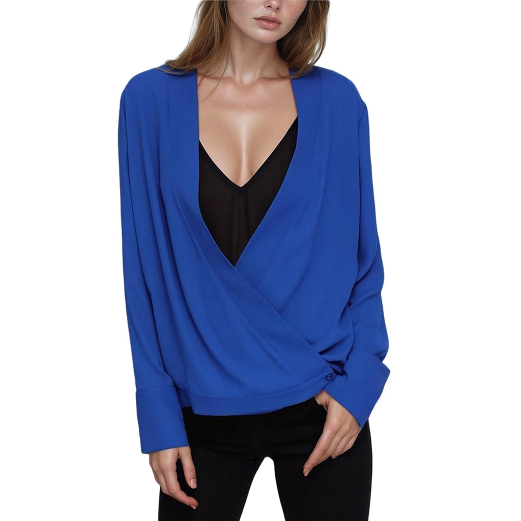 Pleione Wrap Front V-Neck Blouse