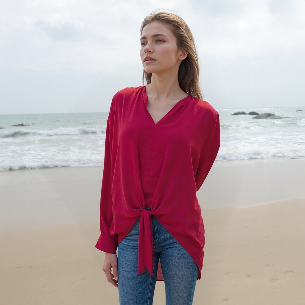 Pleione Women's Tie Hem Blouse