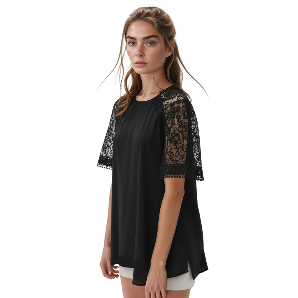 Pleione Women's Lace Sleeve Blouse