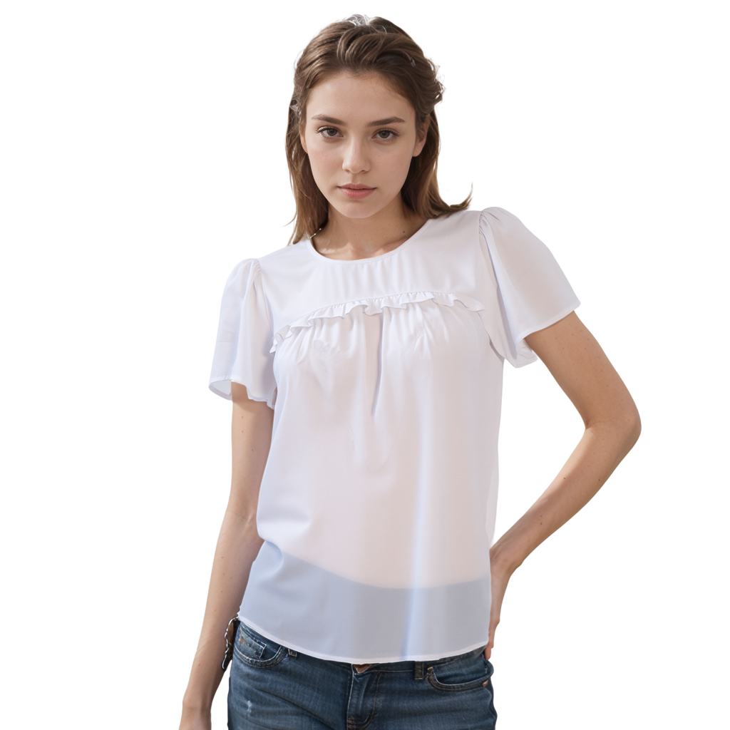 Pleione Ruffle Front Babydoll Blouse