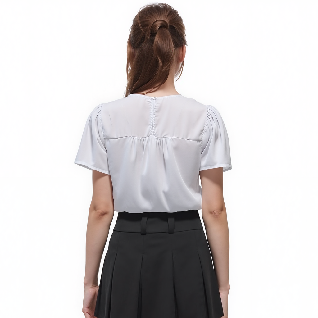 Pleione Ruffle Front Babydoll Blouse