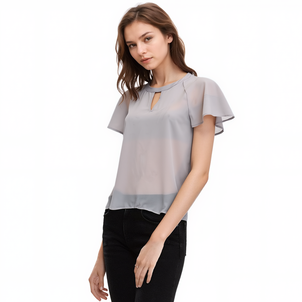 Pleione Crewneck Sheer Raglan Top