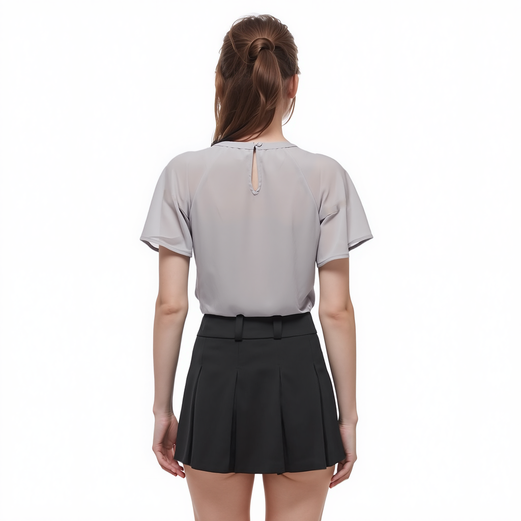 Pleione Crewneck Sheer Raglan Top