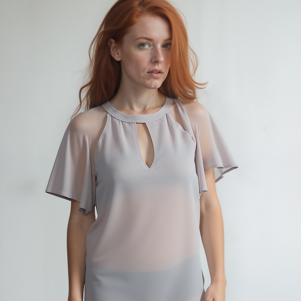 Pleione Crewneck Sheer Raglan Top