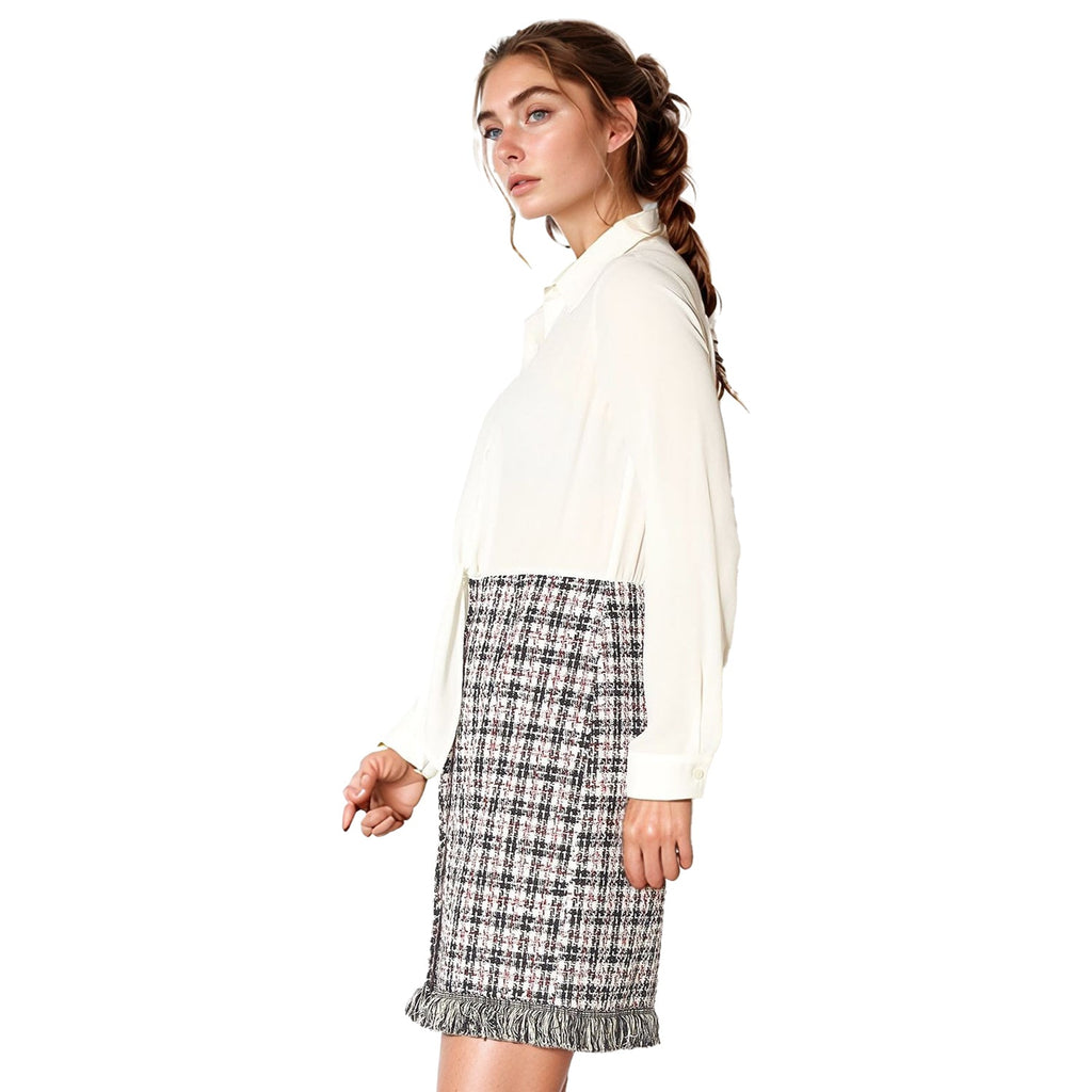 Pleione Women's High Rise Tweed Pencil Dress