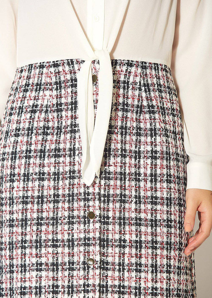 Pleione Women's High Rise Tweed Pencil Dress