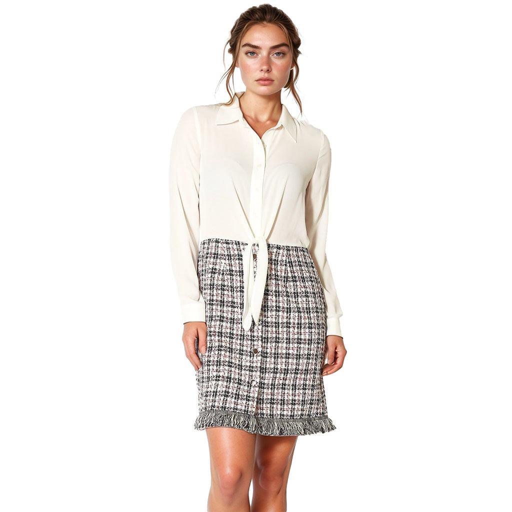 Pleione Women's High Rise Tweed Pencil Dress