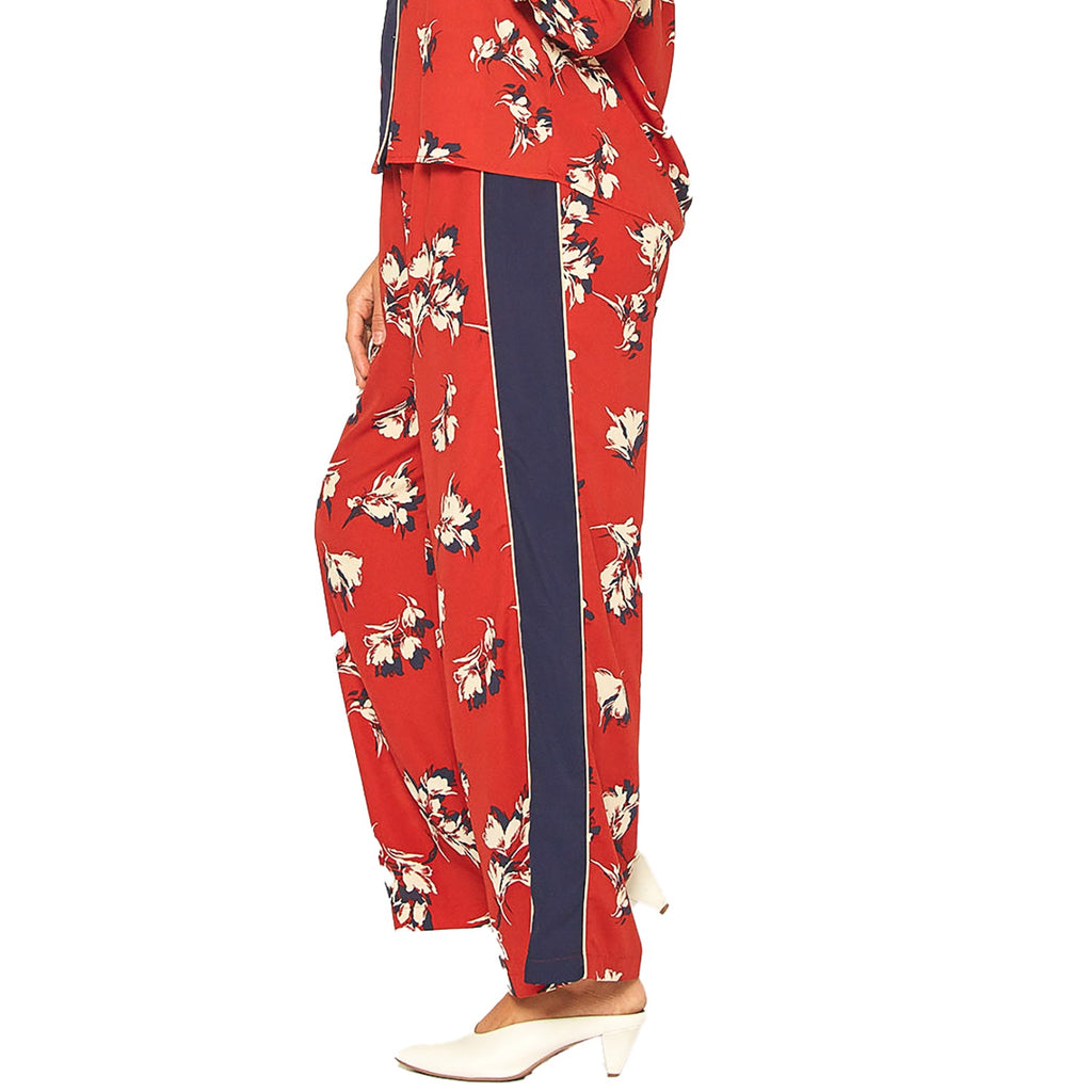 Pleione Floral Navy Contras Palazzo Pants