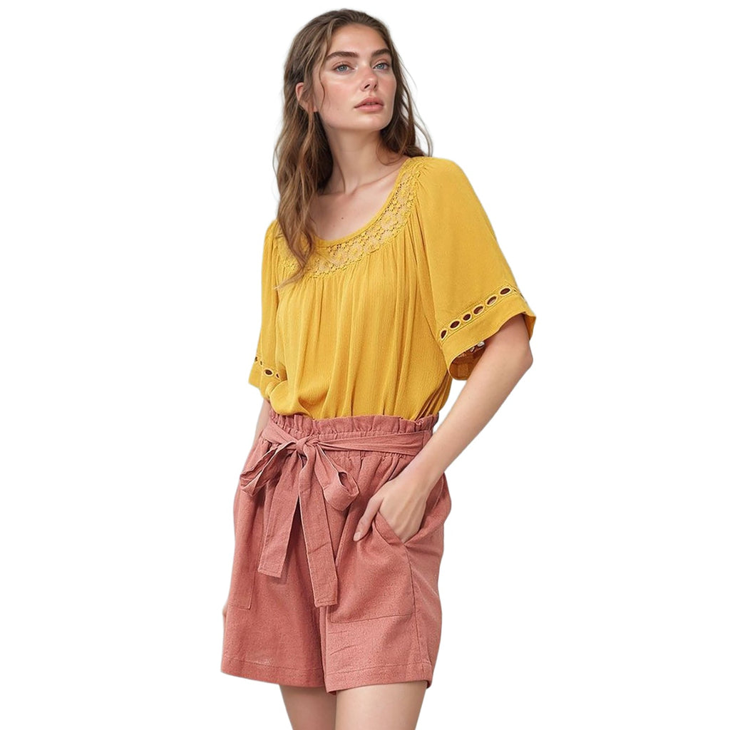 Pleione Women's High-Waist Shorts With Pockets