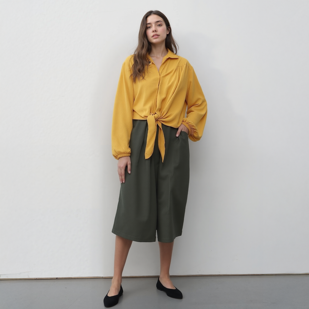 UPDATED - Pleione Women's Pleated Wide Leg Capris