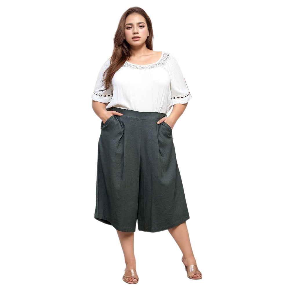 UPDATED - Pleione Plus Women's Pleated Wide Leg Capris